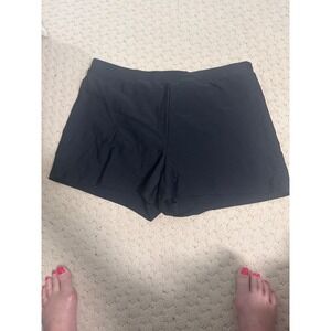 RN 75869 Womens Black Swim Shorts High Rise Boy Short Bikini Bottom Size 14